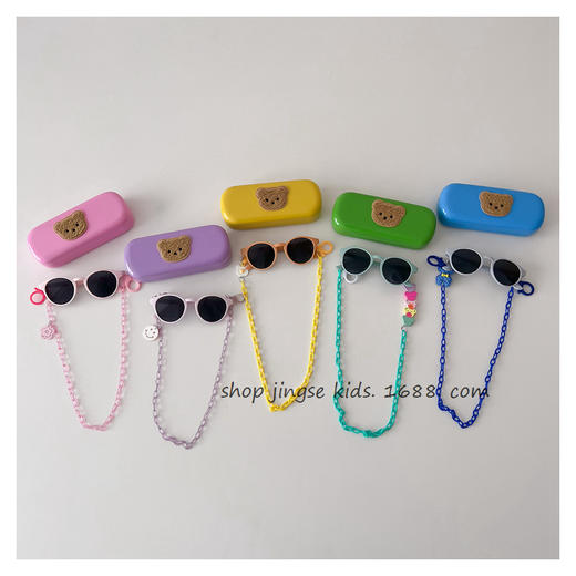 ins儿童墨镜+眼镜盒夏季防紫外线幼儿宝宝太阳眼镜男童女童防晒镜 商品图1