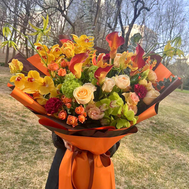 橙色混搭花束