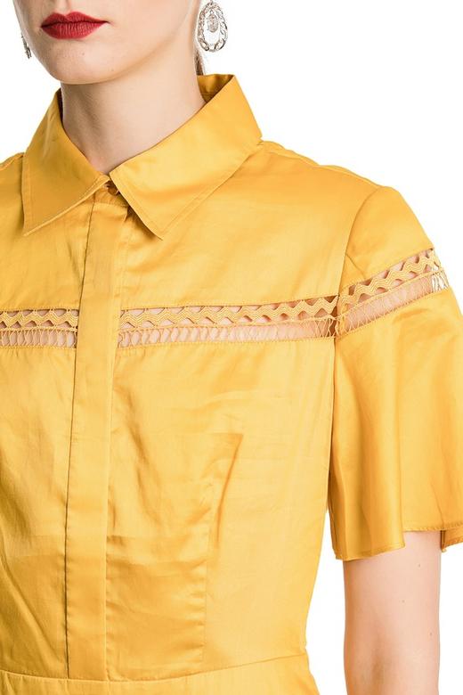 GLoria歌莉娅 黄色亮泽镂空连衣裙 876 商品图4