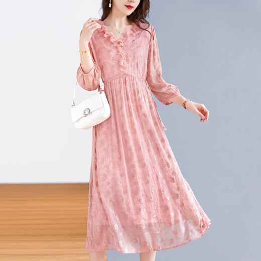 夏季新款，七分袖花边真丝连衣裙SM82393350 商品图1