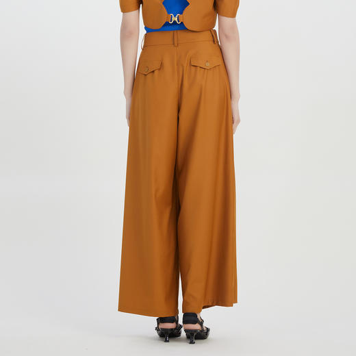 谜底高腰宽松阔腿长裤女2023夏新款时尚气质亲肤休闲裤232MK0640 商品图2