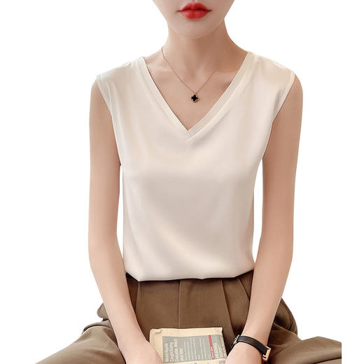 背心内搭，缎面V领外穿小吊带SH-RW2022-D39 商品图4