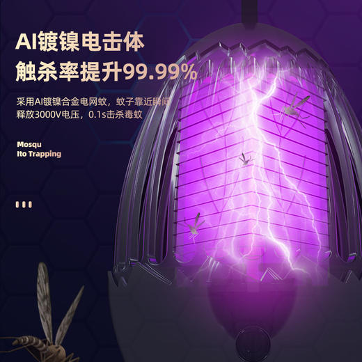 恐龙蛋电击式灭蚊灯USB充电室内家用户外光触媒灭蚊器 商品图3