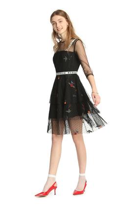 EVA OUXIU伊华欧秀 黑色网纱仿两件连衣裙 1957