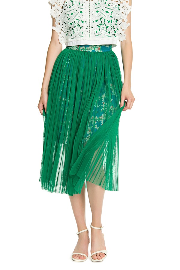JUCY JUDY 绿色双层花卉半裙 3049