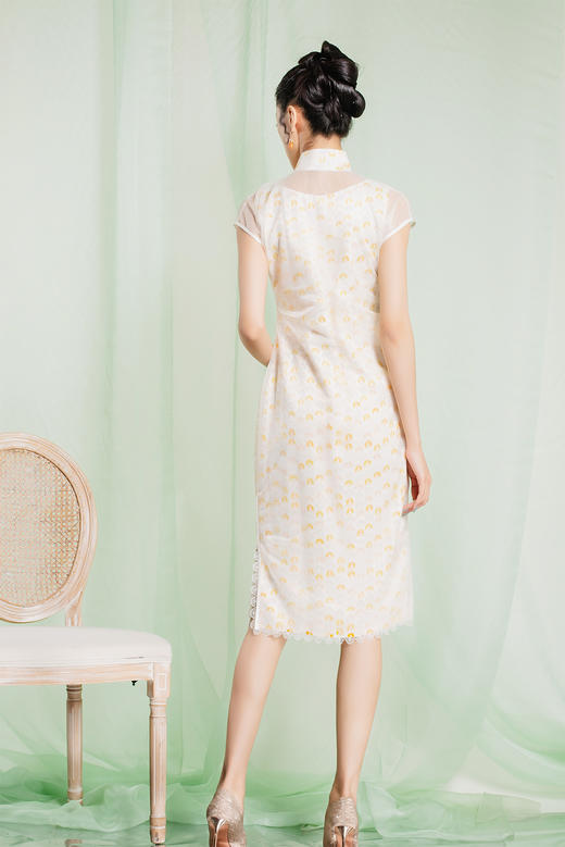 荷言GL旧时闺秀天与娉婷新国风连袖无省古法旗袍2023新品女装 商品图3