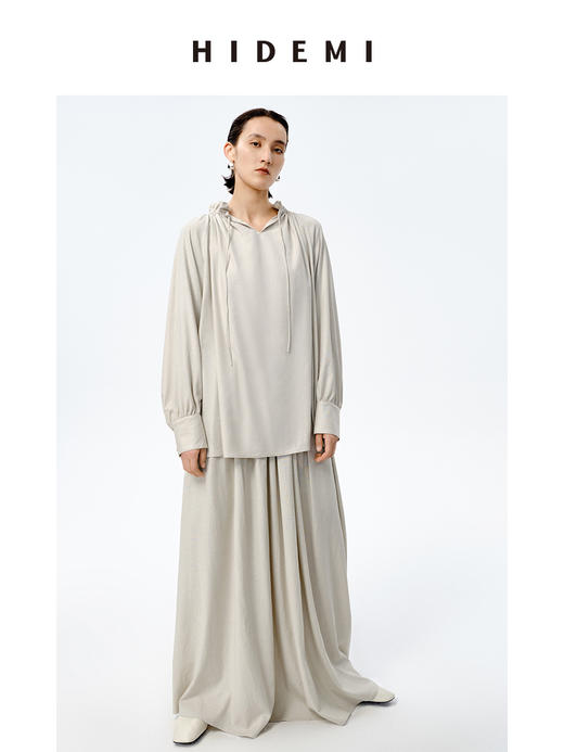 HIDEMI 花苞抽绳设计感阔形褶皱衬衫半裙套装 商品图3