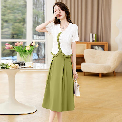 简约小香风，穿搭套装裙减龄木耳边显瘦两件套HR-WX719-19 商品图3