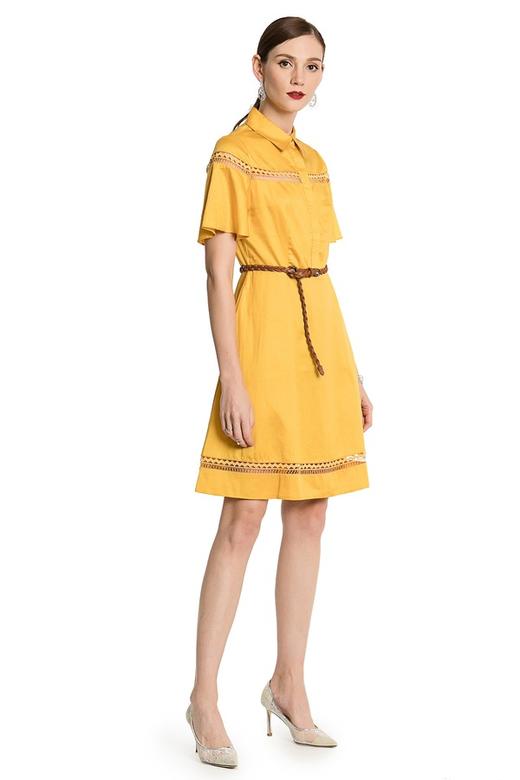 GLoria歌莉娅 黄色亮泽镂空连衣裙 876 商品图1