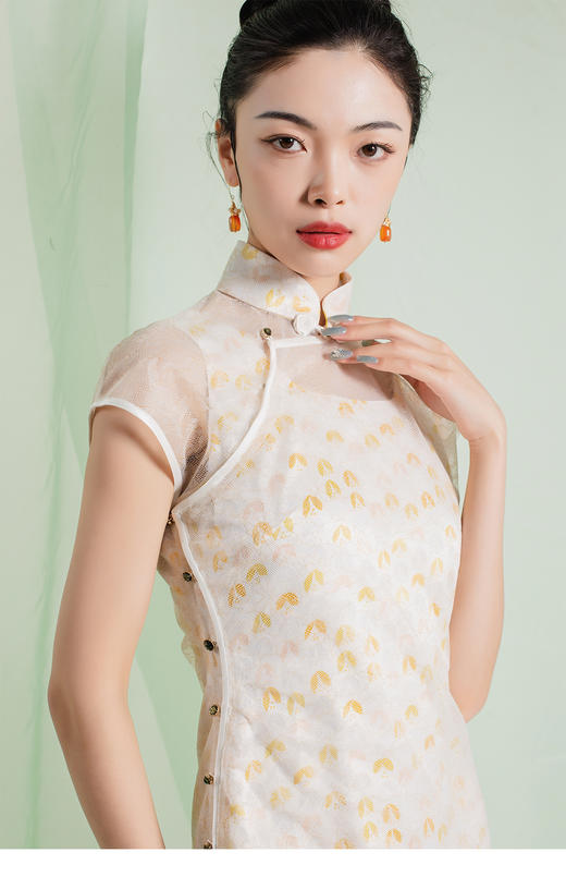 荷言GL旧时闺秀天与娉婷新国风连袖无省古法旗袍2023新品女装 商品图1