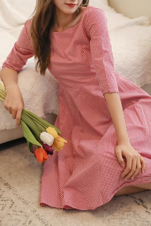 ROSEHOO 红白细格纹连衣裙 2097 商品图5