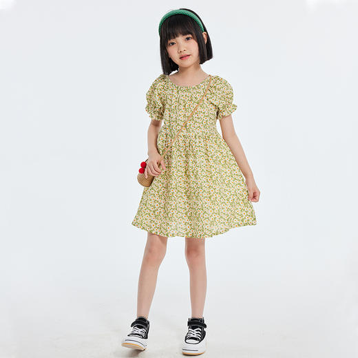 【抄底价清仓】龙之涵甜美泡泡袖公主裙碎花连衣裙  60S高支盐缩工艺全棉 女童洋气泡泡袖连衣裙 商品图13