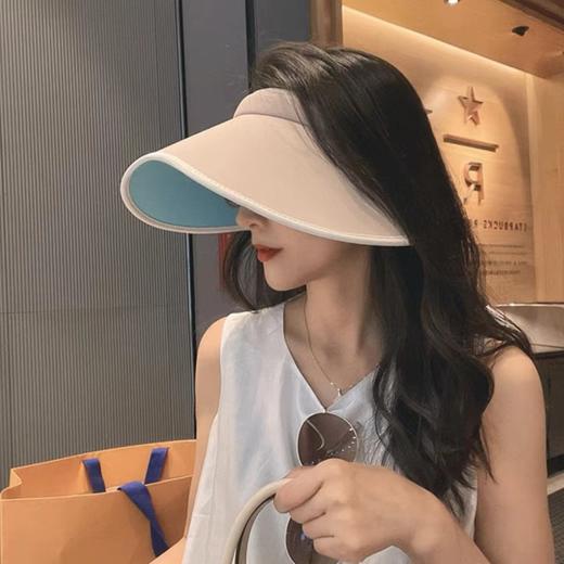 【火爆ins百搭！大帽檐遮阳帽】夏季uv空顶防晒帽女防紫外线大帽檐户外骑车遮脸桃心遮阳太阳帽子 商品图0