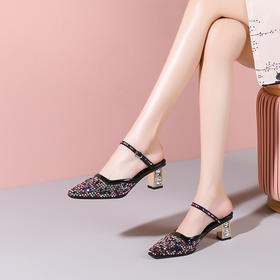 时尚个性，彩钻包头高跟凉拖YSML-A067-156
