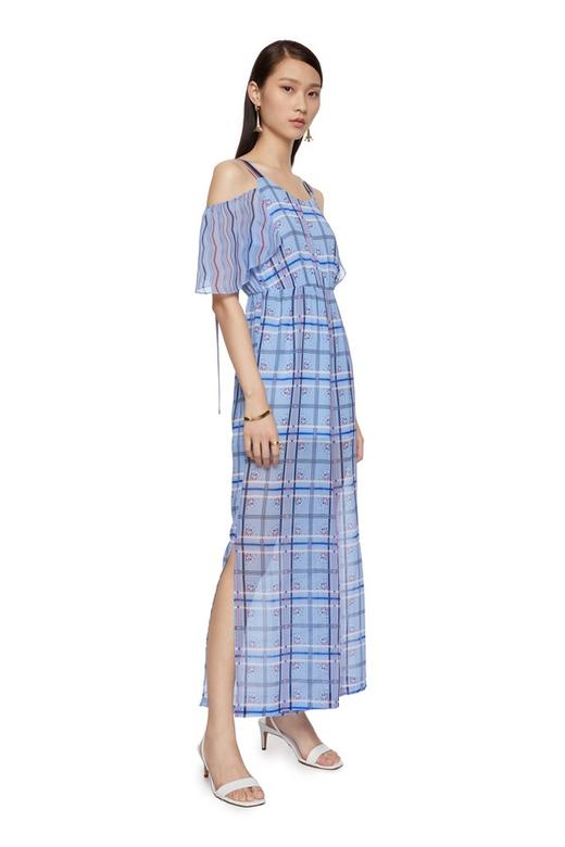 TONGRI曈日 蓝色格纹半透明吊带连体裤 6869 商品图7