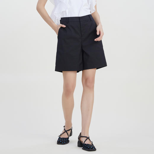谜底修身百搭短裤女2023夏新款时尚简约纯色高腰直筒裤232MK0508 商品图3