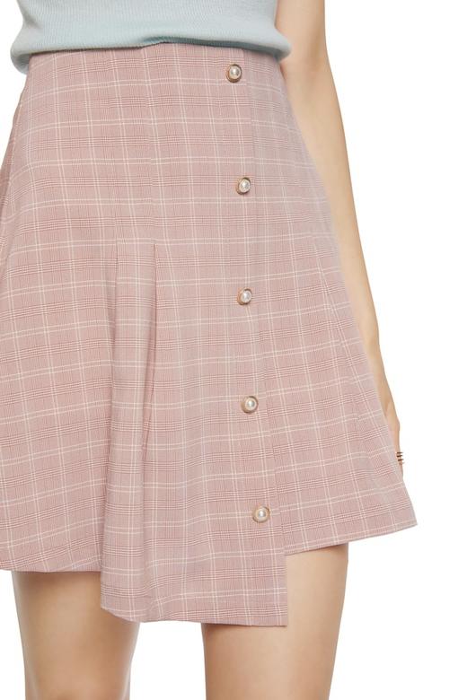 OSA欧莎 格纹高腰不对称下摆半裙 6571 商品图2