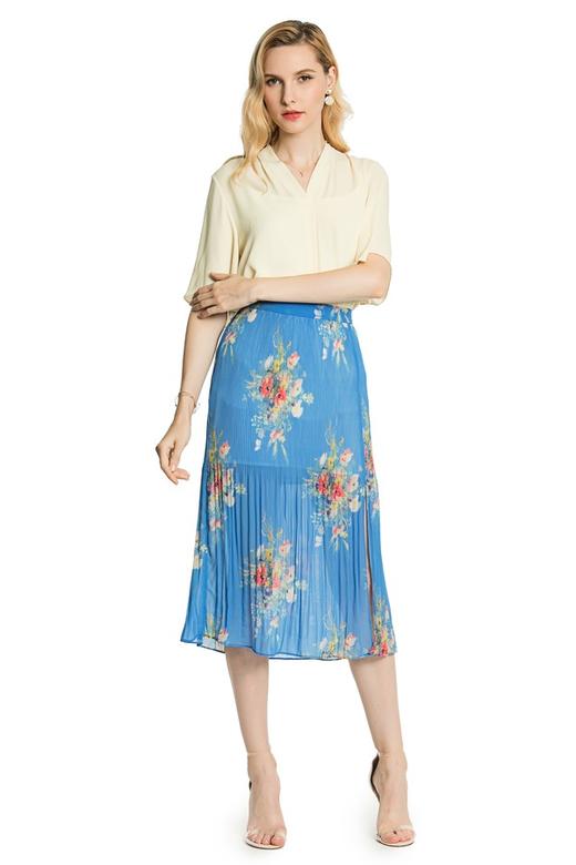 OCHIRLY欧时力 蓝色古典印花半身裙 3293 商品图4