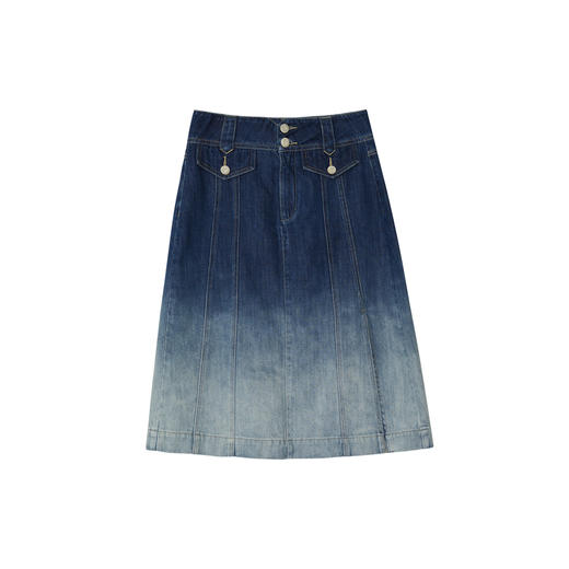 谜底牛仔半身裙女2023夏季新款水洗渐变色A型长款牛仔裙232MB0554 商品图4