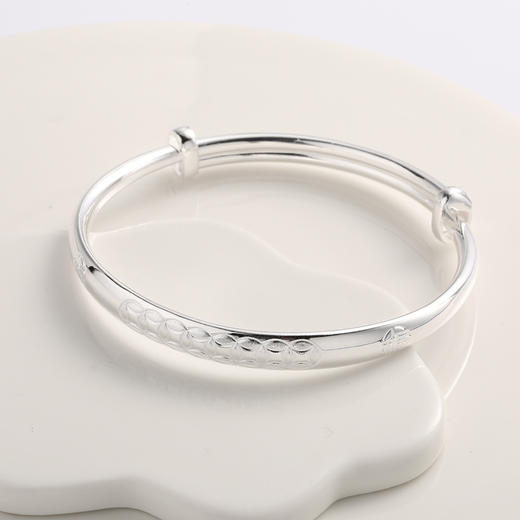 【宏艺珠宝】招财钱串推拉手镯·足银手镯Hfo 商品图0