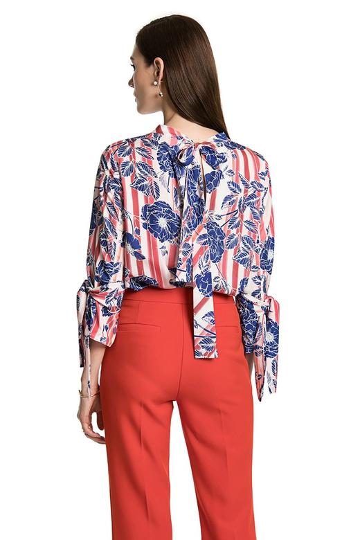 ZVY 玫瑰花条纹雪纺上衣 415 商品图3