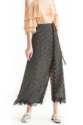 OCTAVIA 波点蕾丝边饰雪纺裙 1717