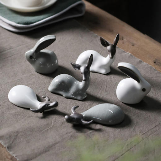 青瓷小鹿茶宠 摆件可养开片陶瓷小鹿茶玩茶道配件创意 商品图2