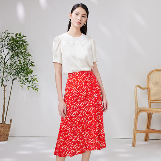 EITIE爱特爱夏季新款高腰显瘦印花气质半身裙7006707 商品图3