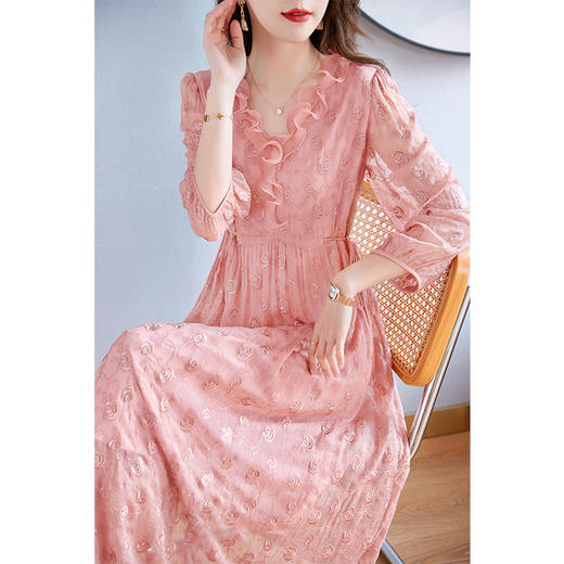 夏季新款，七分袖花边真丝连衣裙SM82393350 商品图0