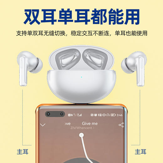 巴赫约翰主动降噪无线蓝牙耳机T5 商品图5