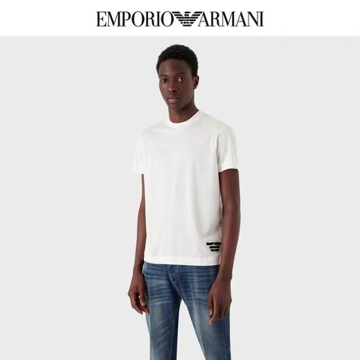 E ARMANI T恤衫  3R1TBG1JUVZ-01C4 BCO SCRITTA 2.70%LYOCELL 30%COTTON 商品图0