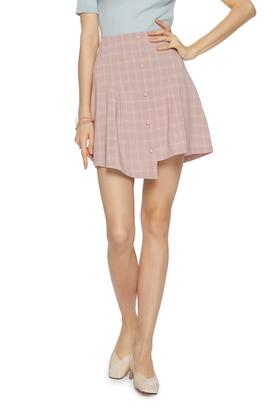 OSA欧莎 格纹高腰不对称下摆半裙 6571