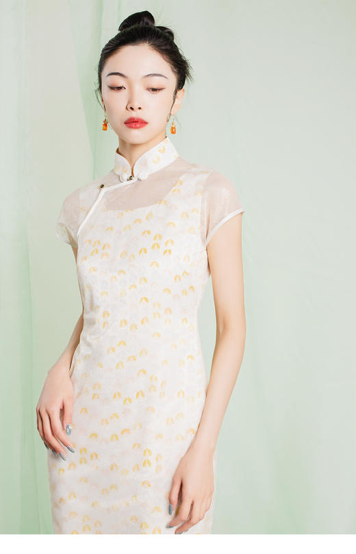 荷言GL旧时闺秀天与娉婷新国风连袖无省古法旗袍2023新品女装 商品图0