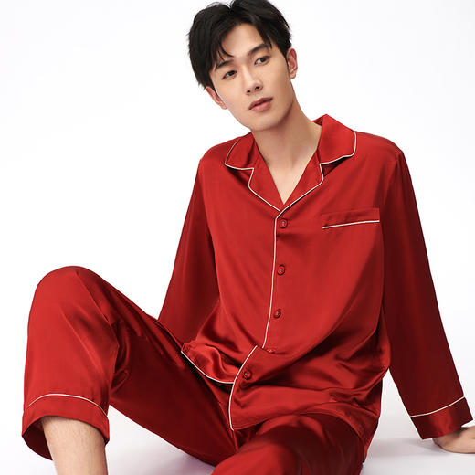 金三塔新品 重磅真丝男士睡衣 桑蚕丝衣裤套红品系列 （限价款）  YSM9A203 商品图1