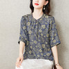 中国风复古提花衬衫休闲半开领宽松T恤上衣K-422H2191 商品缩略图1