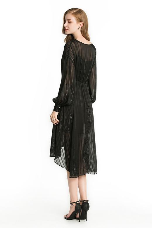 NOIR 黑色条纹雪纺连衣裙 1911 商品图3