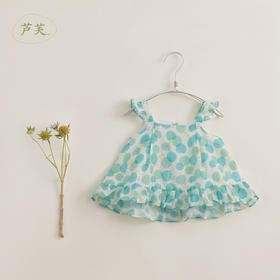 【马克珍妮 芦芙】新款夏装 女童清新荷叶棉真丝背心231099