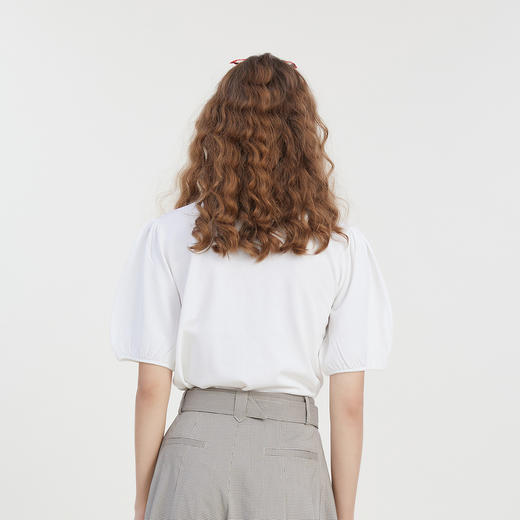 谜底POLO领针织上衣女2023夏季新款宽松大花针织衫短袖232MZ0859 商品图2