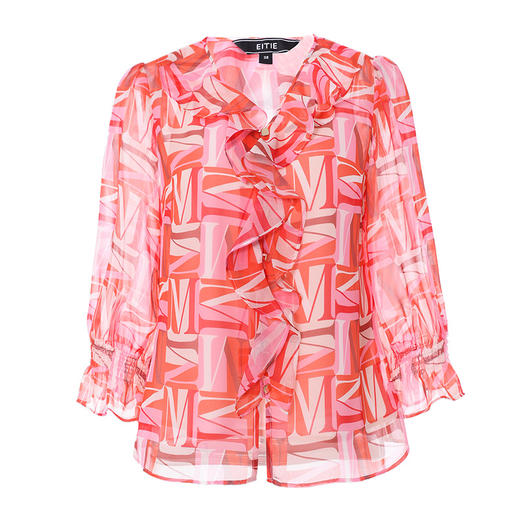 EITIE爱特爱夏季新款印花通勤复古透气短袖6609302衬衣 商品图5