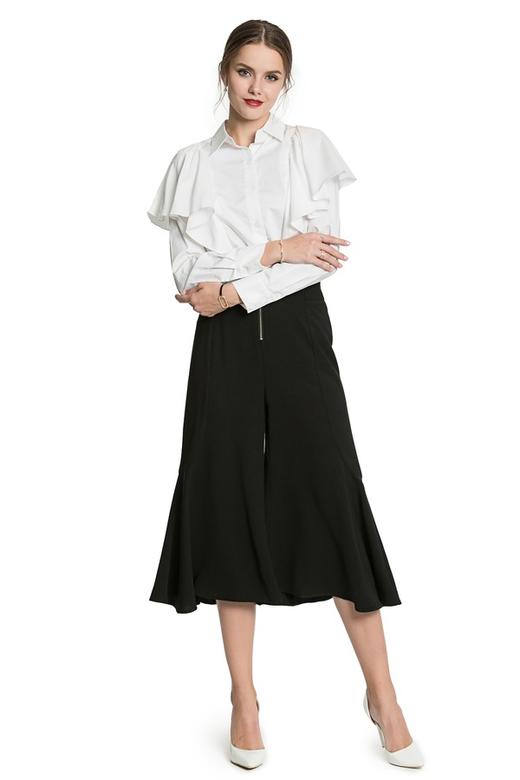 Velwin蔚雯 黑色高腰喇叭裤 3284 商品图4