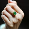 高冰种阳绿翡翠叶子戒指18k黄金钻石镶嵌 商品缩略图8
