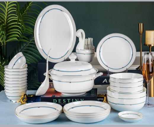 5F隆昌瓷器40头兰月光骨瓷餐具 商品图0