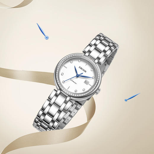 EBOHR 依波表 卡纳系列镶钻白面钢带机械防水女士手表礼物 5163 商品图3