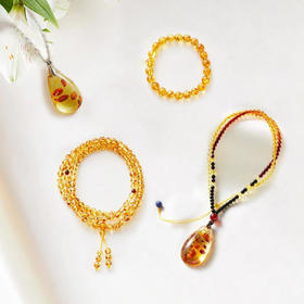 色如陈年美酒的血珀 纹如花般灿烂的花珀 血珀/花珀系列手串/吊坠