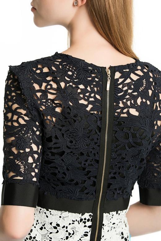 DONG DE XI 色彩拼接镂空钩花连衣裙 1967 商品图4