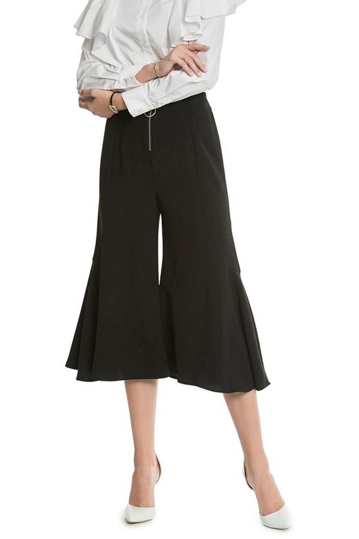 Velwin蔚雯 黑色高腰喇叭裤 3284 商品图0