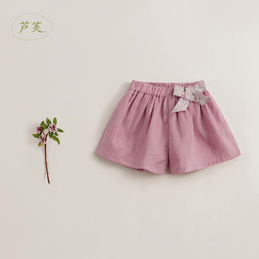 【马克珍妮 芦芙】新款夏装 女童天然亚麻透气短裤230886 商品图0