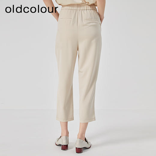 oldcolour2023夏季新款杏色休闲简约高腰直筒七分裤女GO21073743 商品图4