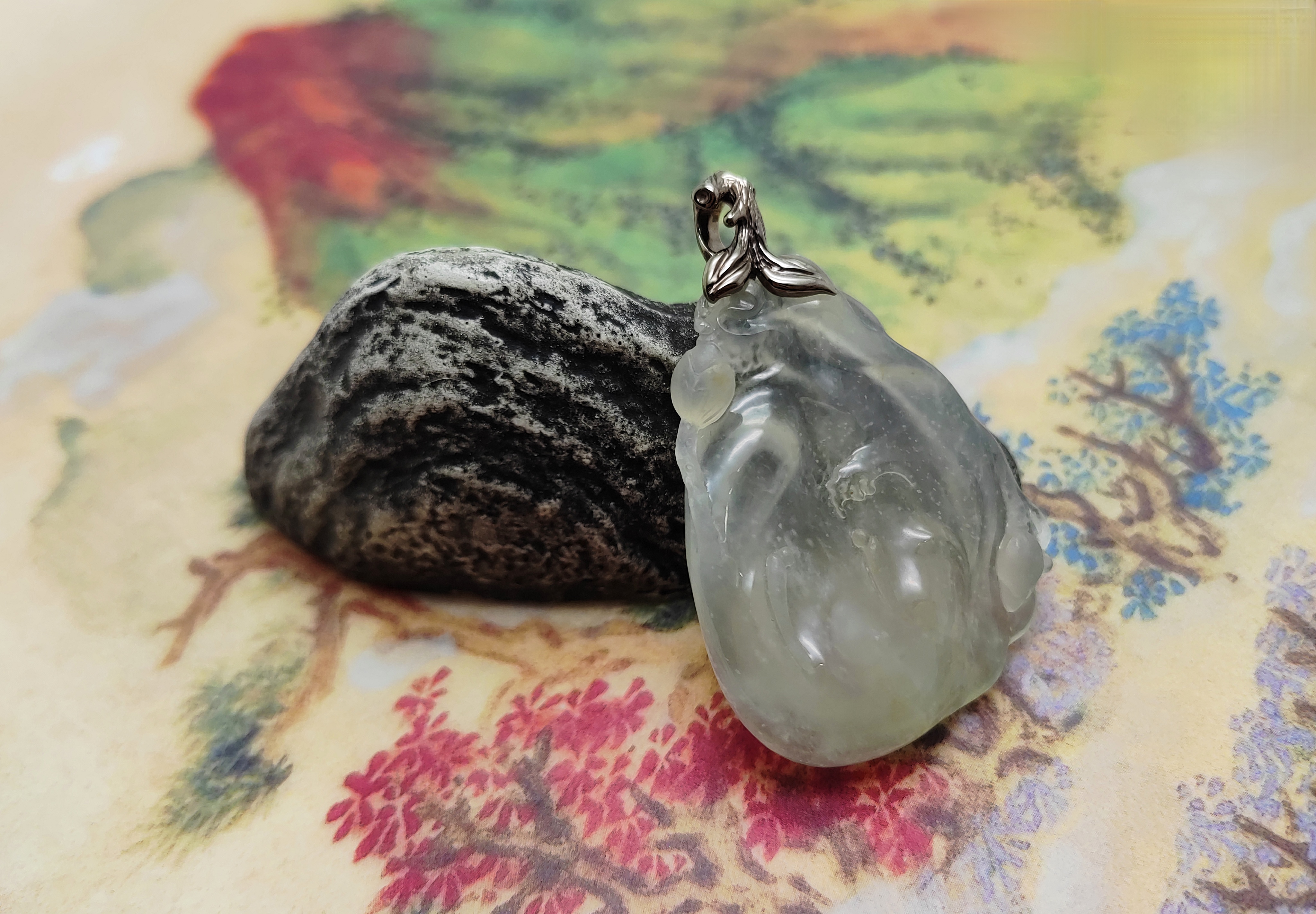 冰润黄加绿吊坠