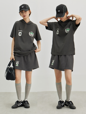 CryingCenter 复古学院刺绣标网球运动裤裙